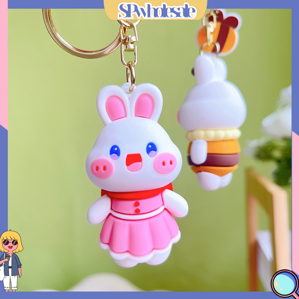 <SPwholesale> Móc Khóa Ba Chiều Hình Thỏ Hoạt Hình Ba Chiều Đa Năng Trang Trí Ba Lô / Ô Tô Quà Tặng Trang Sức