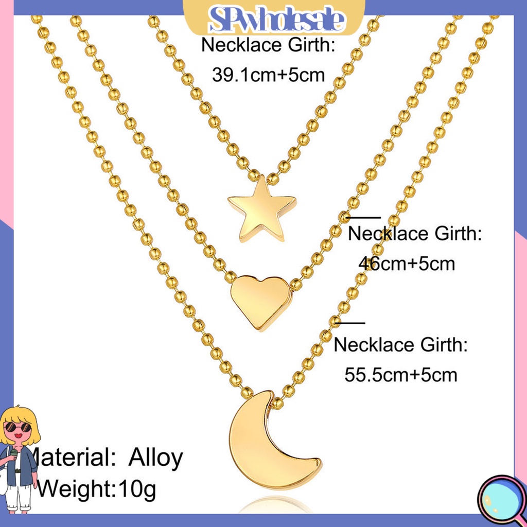 &lt;SPwholesale&gt; Vòng cổ Nhiều Lớp Hình Ngôi Sao Bằng Thép Không Gỉ Thời Trang Cho Nữ