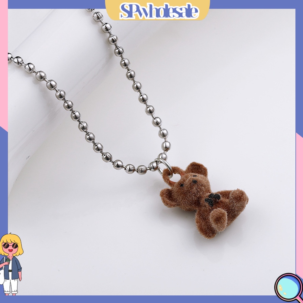 &lt;SPwholesale&gt; Vòng cổ Chuỗi Hạt Mặt Gấu Cá Tính Mịn Màng Trang Trí Cổ Áo Len Thời Trang Hàn Quốc Cho Nữ Cuộc Sống Hàng Ngày