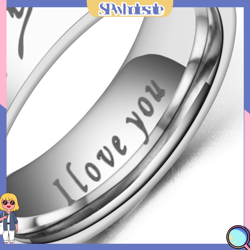 <SPwholesale> Nhẫn Cặp Đôi I Love You Bằng Thép Không Gỉ Đánh Bóng Trang Sức Giản Dị Phù Hợp Làm Quà Tặng Valentines Day