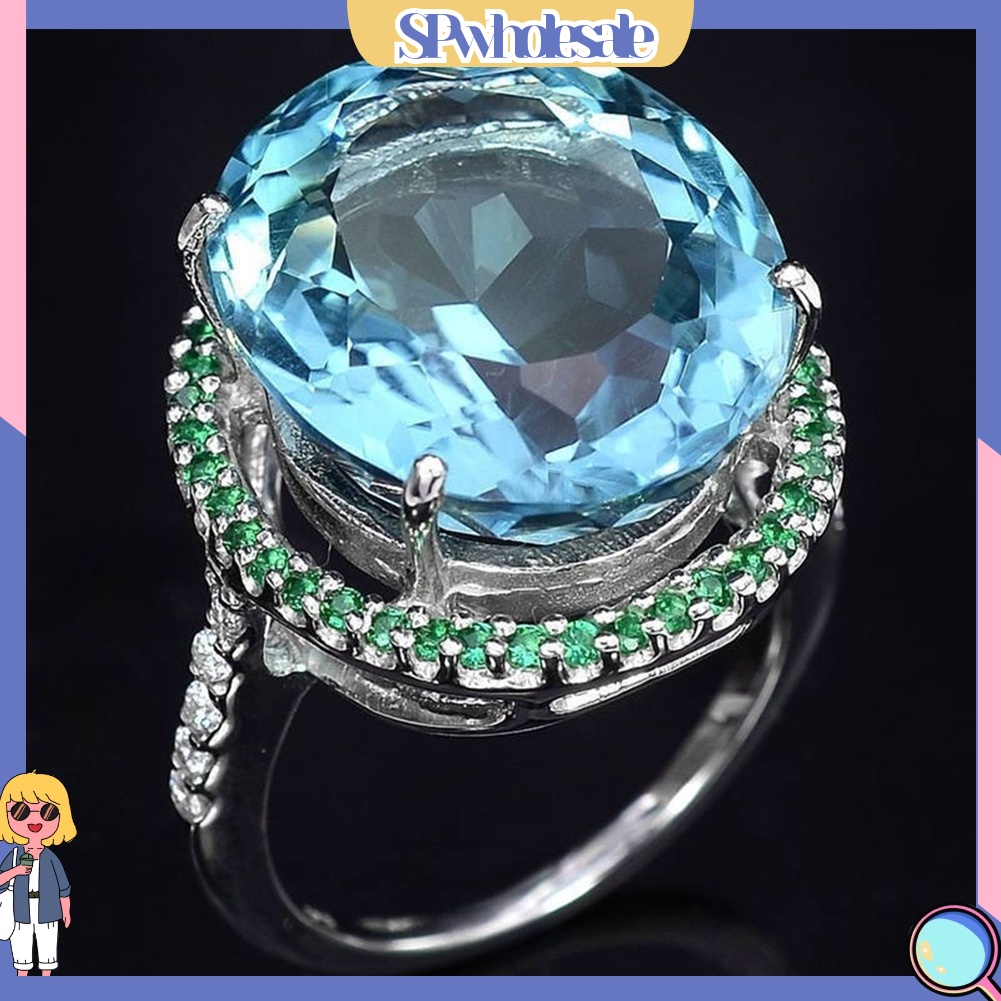 <SPwholesale> Nhẫn Đính Hôn Đính Đá Topaz Nhân Tạo Phong Cách Vintage Dành Cho Nữ