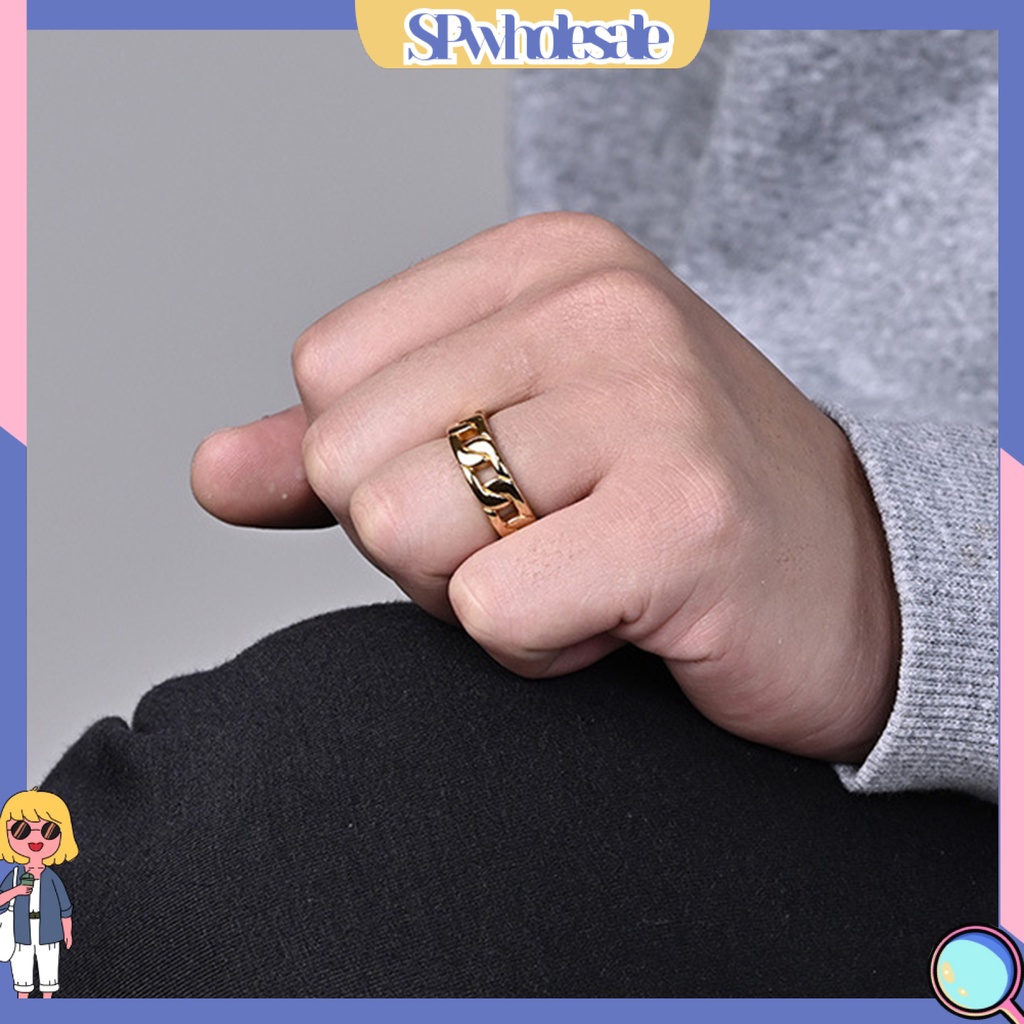 &lt;SPwholesale&gt; Nhẫn Cặp Đôi Cuban Link Hip Hop Sáng Cá Tính Làm Quà Tặng Trang Sức