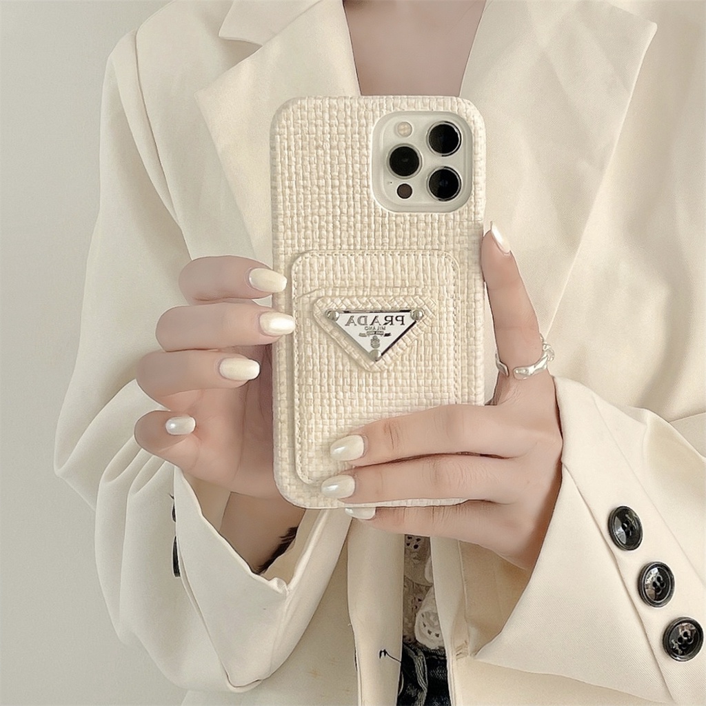 Ốp Điện Thoại Họa Tiết Bện Có Ngăn Đựng Thẻ Chống Trượt Cho iPhone 14 Pro Max 13 Pro Max 12 Pro Max 14PLUS