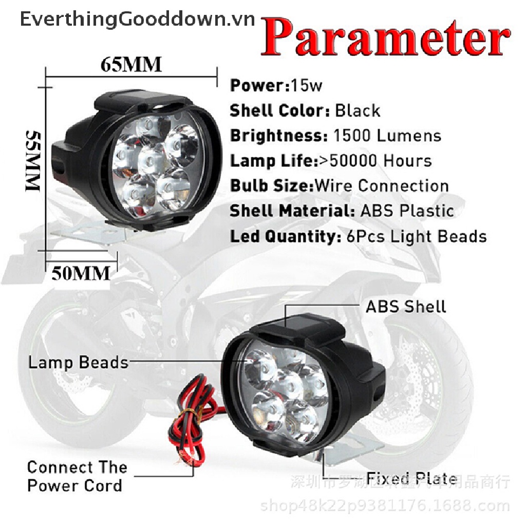 Đèn Pha 6 Bóng LED Ánh Sáng Trắng Độ Sáng Cao Chuyên Dụng Cho Xe Mô Tô