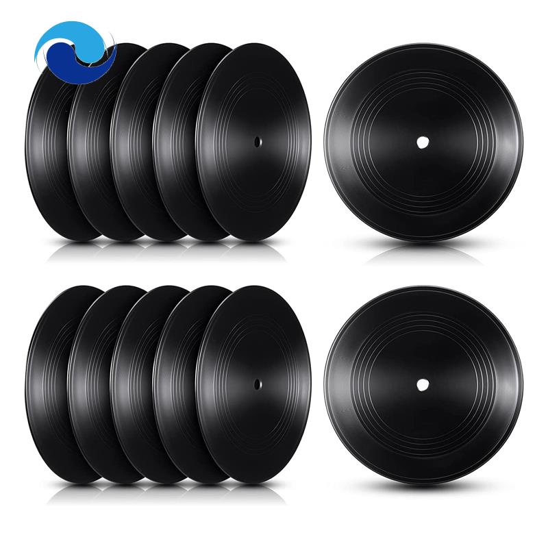 Set 12 Đĩa CD Vinyl Trơn 7 Inch Màu Đen Trang Trí Tường Phòng