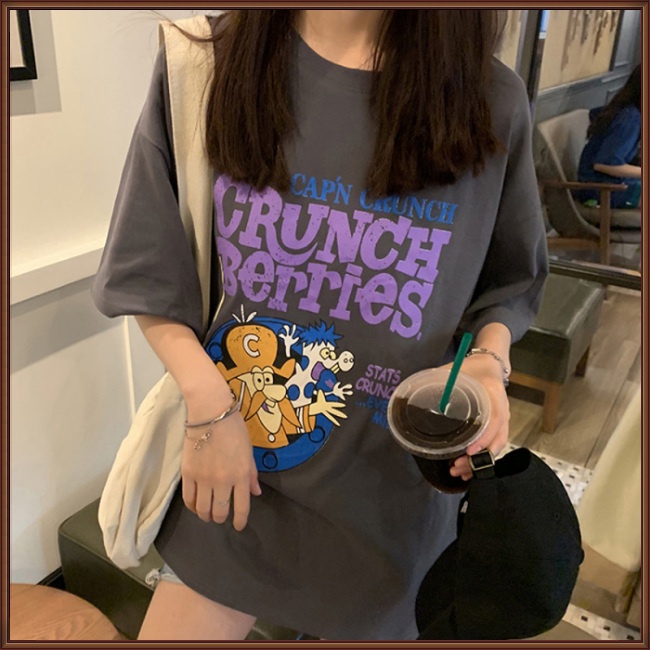 Áo Thun Tay Ngắn In Họa Tiết Hoạt Hình Thời Trang Mùa Hè Cho Nữ