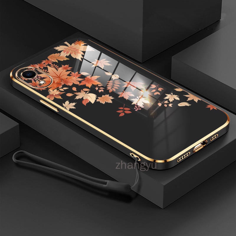 ốp lưng iPhone XR iPhone X XS MAX Mạ điện Maple Leaf mẫu trường hợp điện thoại Vỏ Bao Da Siêu Mỏng C
