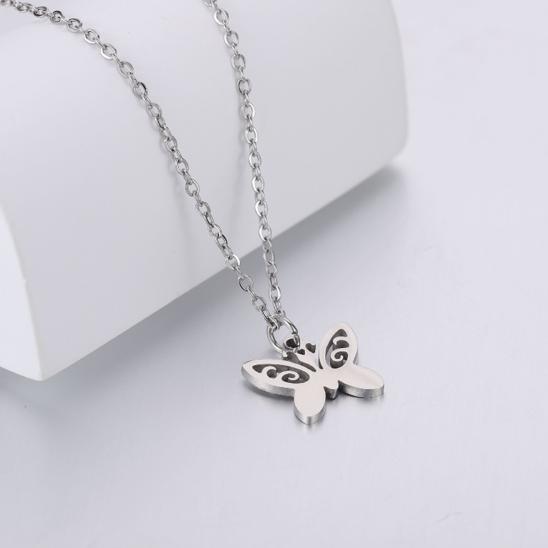 Z Vòng cổ Bằng Thép Không Gỉ Mạ Vàng 24K / Bạc 925 Mặt Hình Bướm Dễ Thương Phong Cách Punk Hip Hop Thời Trang Cho Nam Và Nữ