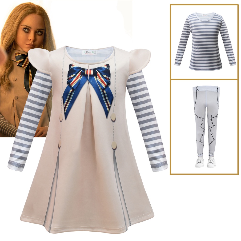 Kira set Đồ 3 Món Hóa Trang Nhân Vật M3GAN heroine Cho Bé Gái