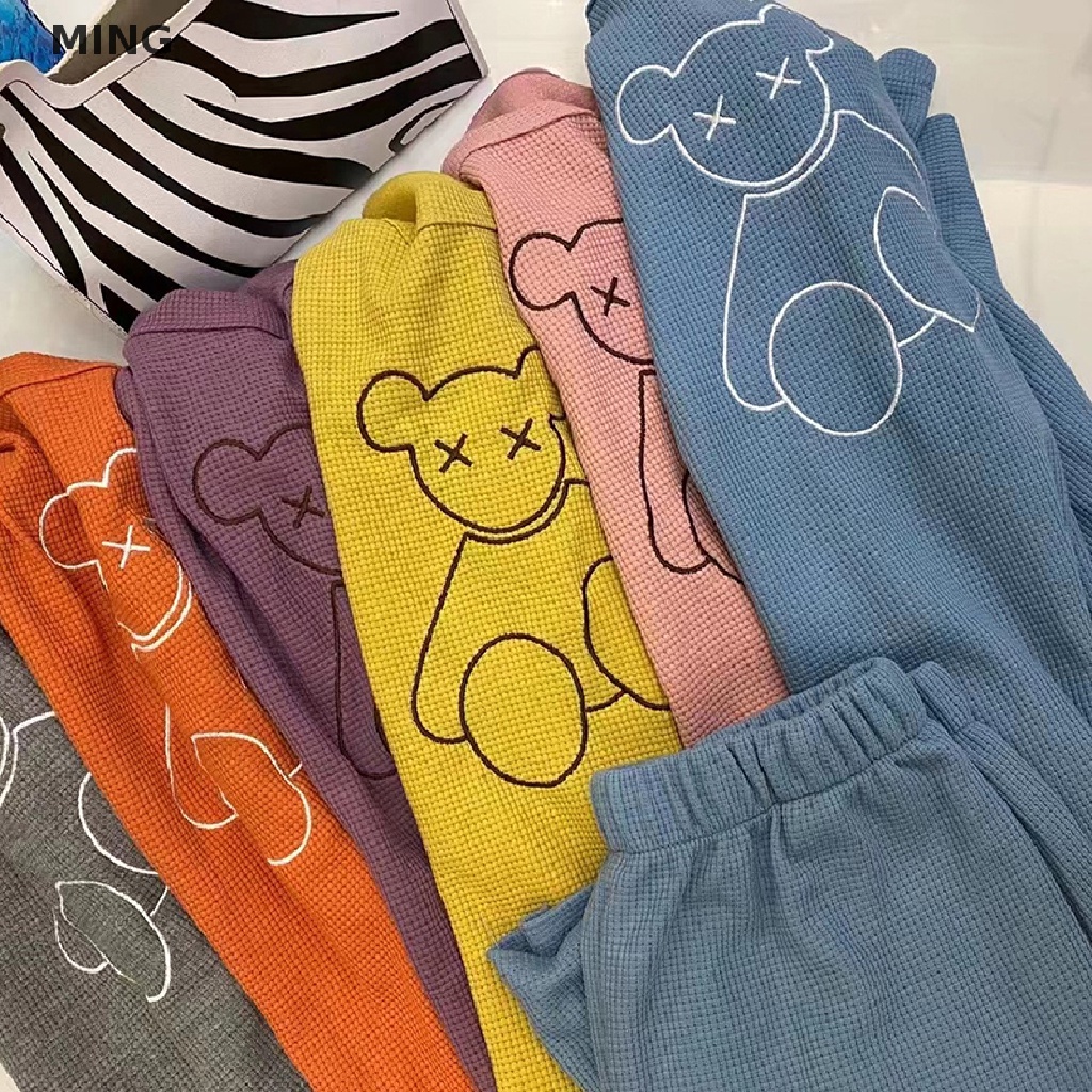 Bộ Đồ Ngủ 2 Món Tay Ngắn In Họa Tiết Gấu Dễ Thương Phong Cách Hàn Quốc Thời Trang Mùa Hè Cho Nữ