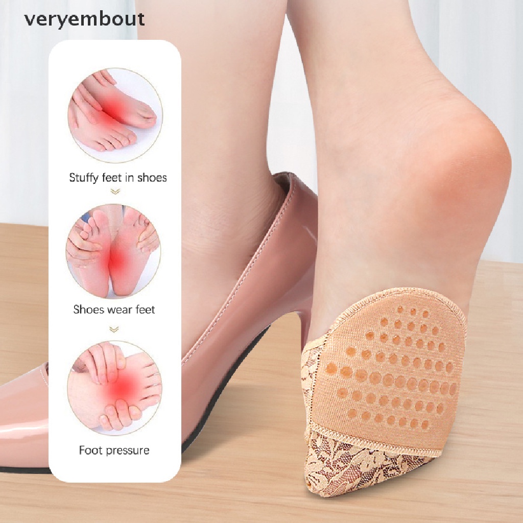 1 Cặp Đệm Lót Giày Cao Gót Phối Ren Giảm Đau Tiện Dụng Cho Nữ