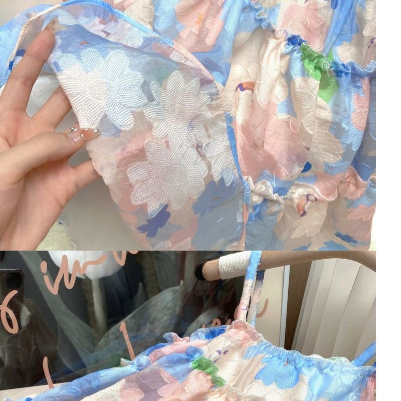 Đầm Công Chúa Hai Dây In Hoa Thời Trang Mùa Hè 2023 Dành Cho Bé Gái