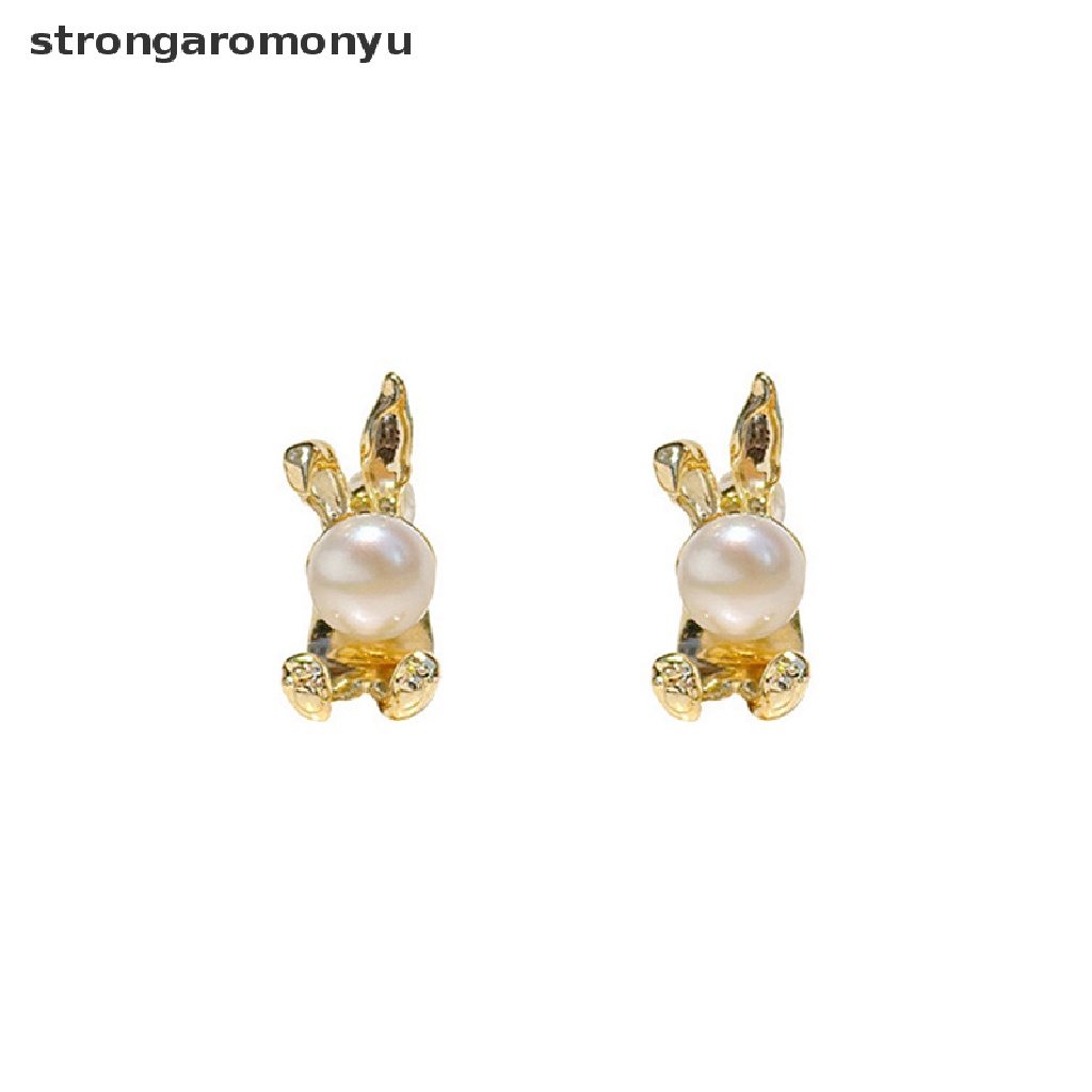 Bông Tai Xỏ Hình Thỏ Đính Ngọc Trai Thời Trang Dành Cho Nữ