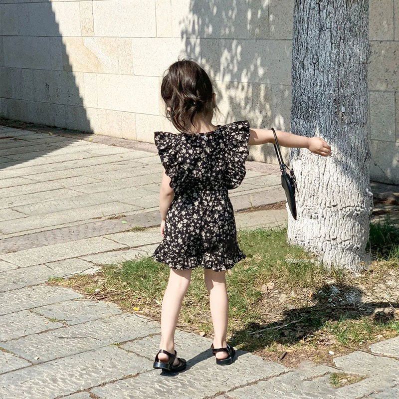 Bộ Áo Không Tay + Quần Short In Hoa Thời Trang Mùa Hè Hàn Quốc 2023 Dành Cho Bé Gái