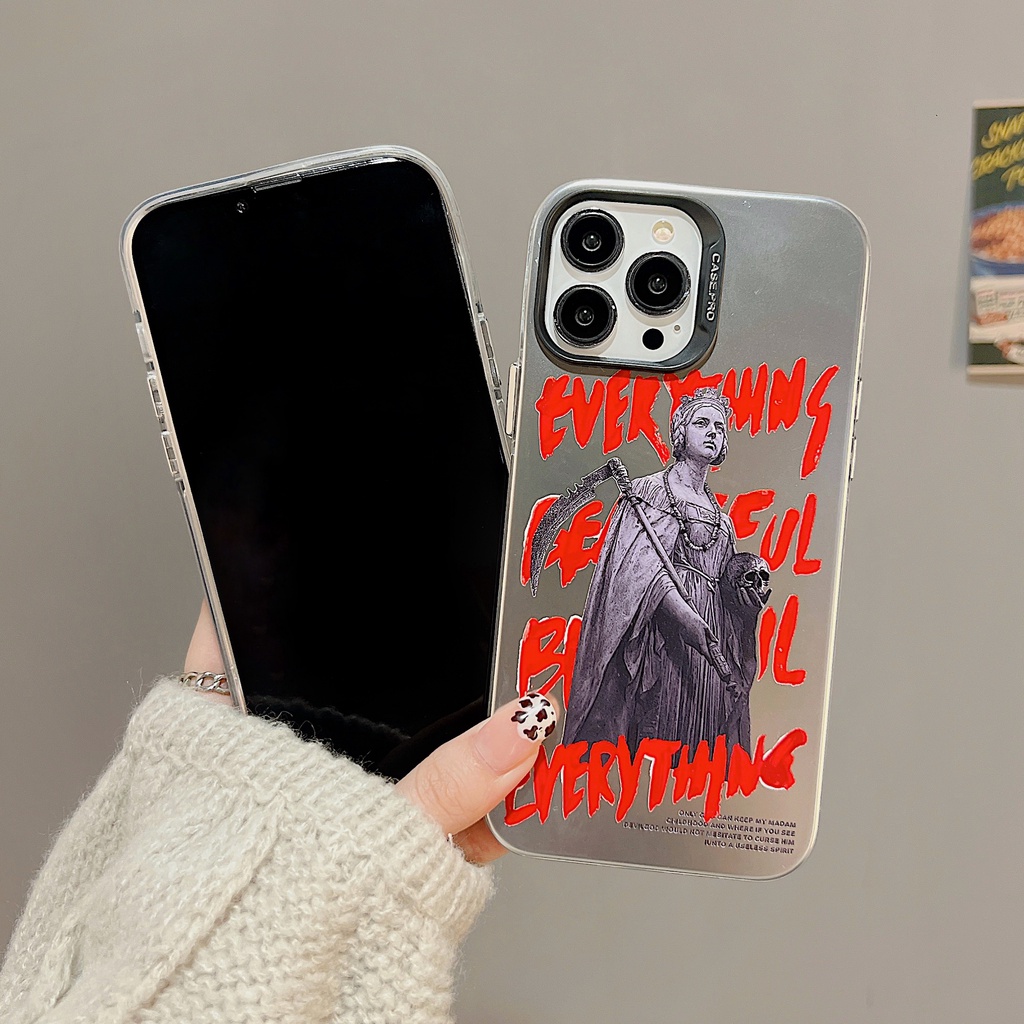 Ốp Điện Thoại TPU Mềm Trong Suốt Mạ Điện Họa Tiết Tượng Cổ Điển Cho iphone 13 14 12 11 pro max