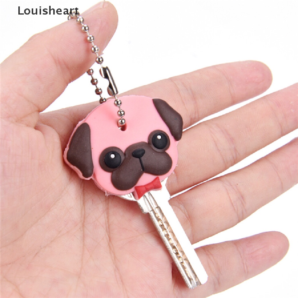 Vỏ Bảo Vệ Chìa Khóa Louisheart Bằng Silicon PVC Hình Chó Pug / Mèo / Thỏ Dễ Thương