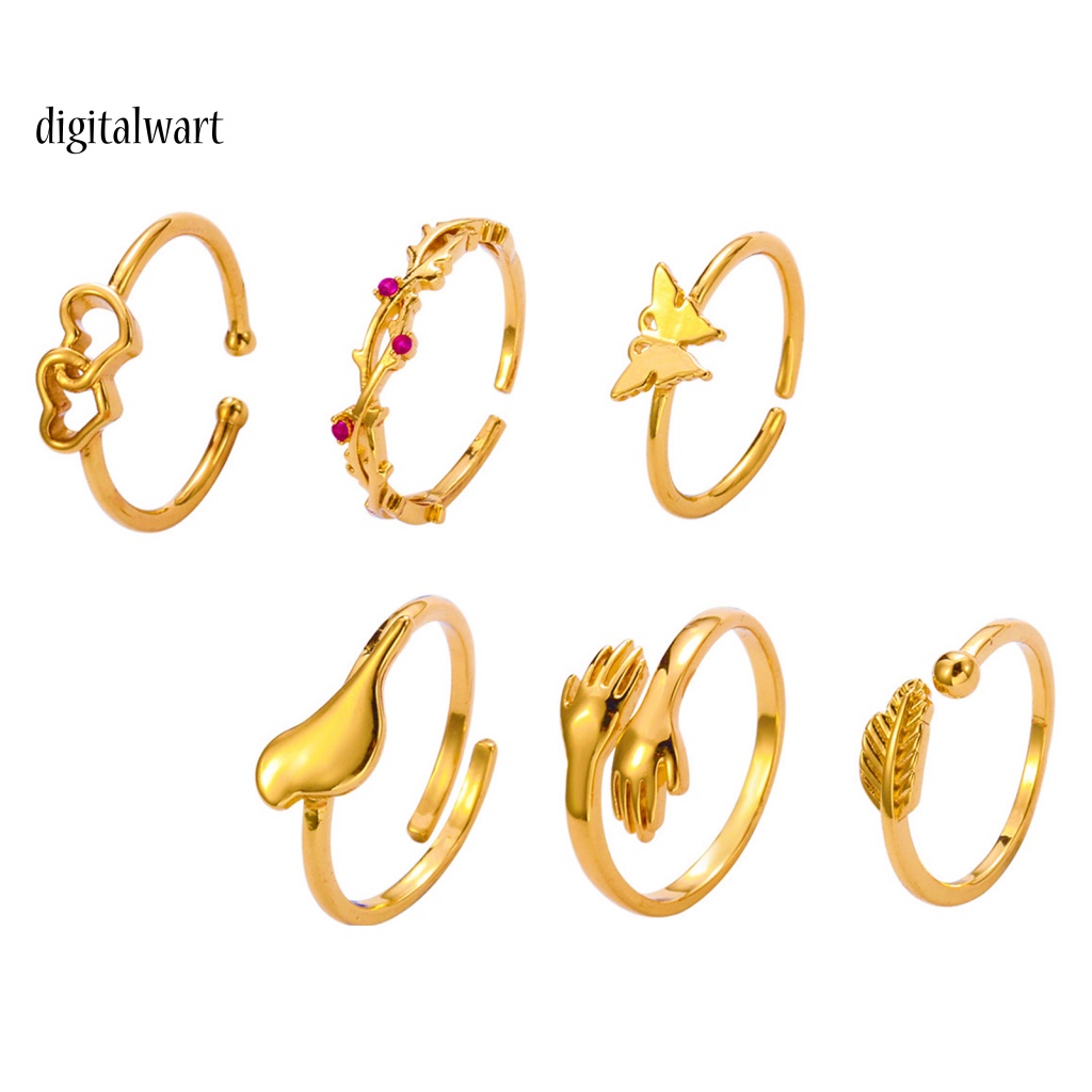 Kỹ Thuật Số| Set 6 Nhẫn Ngón Chân Hình Trái Tim Màu Sáng Có Thể Điều Chỉnh Kích Cỡ