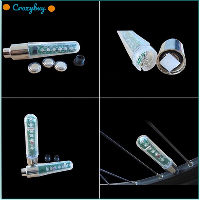 Cr Đèn Led 7 Bóng Cảm Ứng Hai Mặt Gắn Van Xe Đạp Leo Núi