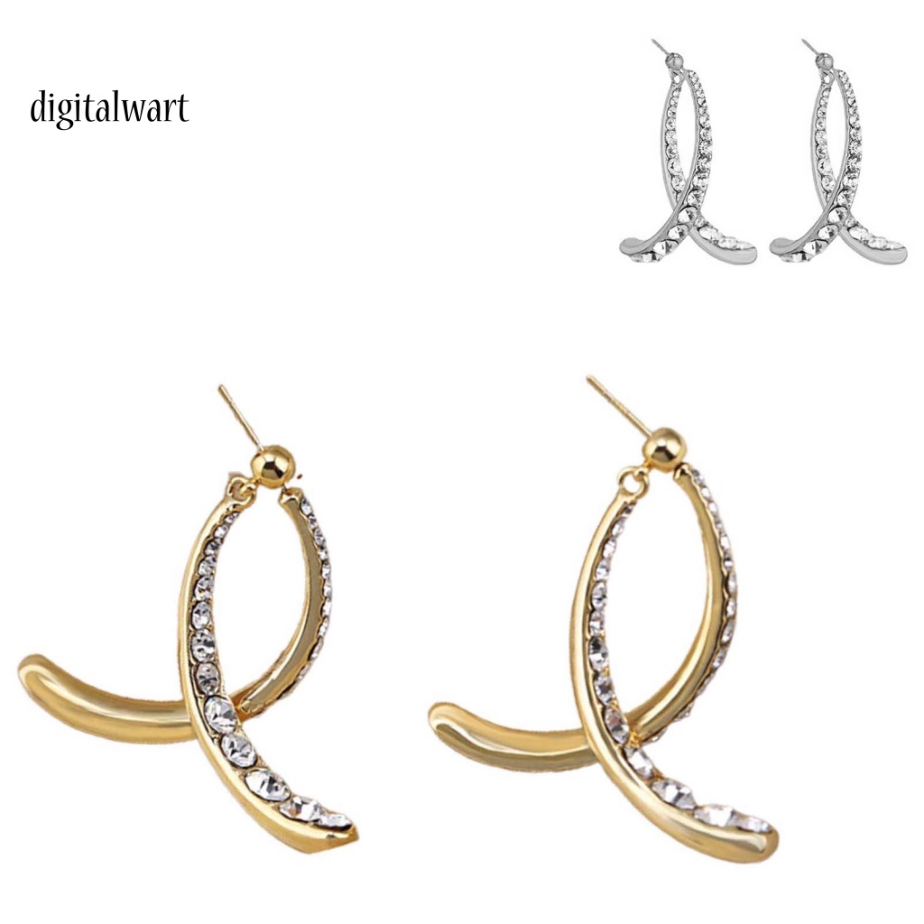 Kỹ Thuật Số| 1 Đôi Bông Tai Hợp Kim Dáng Dài Đính Đá Tinh Xảo Cho Nữ