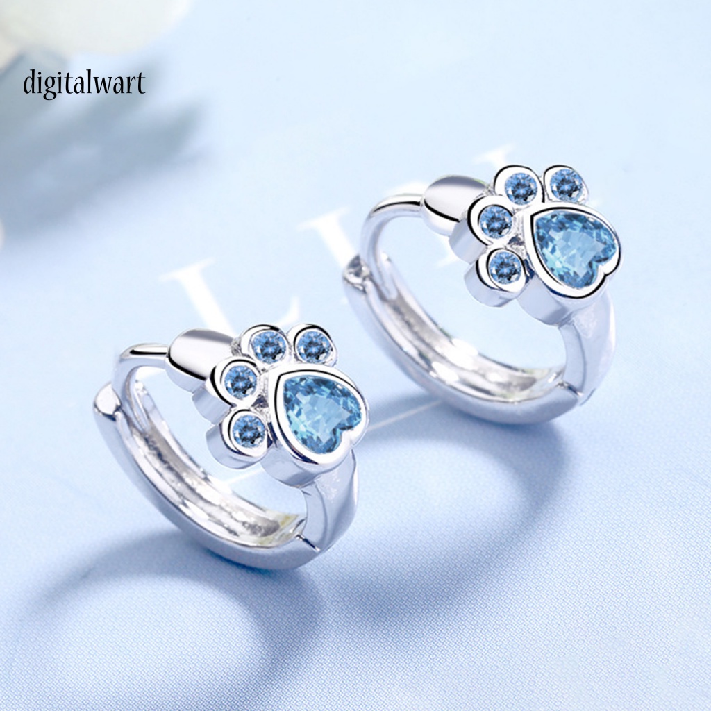 Kỹ Thuật Số| 1 Đôi Bông Tai Xỏ Lỗ Hình Dấu Chân Động Vật Đính Đá Zircon Lâu Trôi Dễ Thương