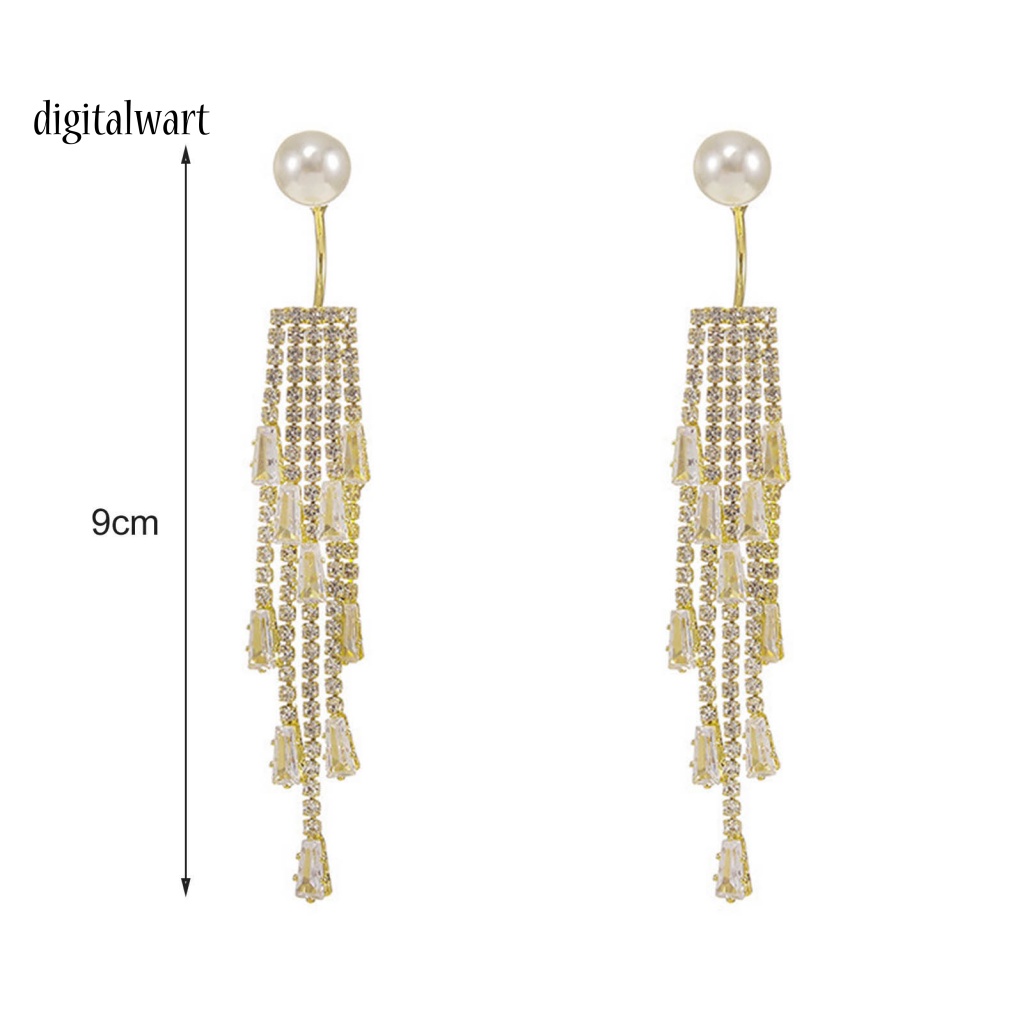 Kỹ Thuật Số| 1 Đôi Bông Tai Dáng Dài Đính Ngọc Trai Nhân Tạo Lấp Lánh Thời Trang Hàn Quốc