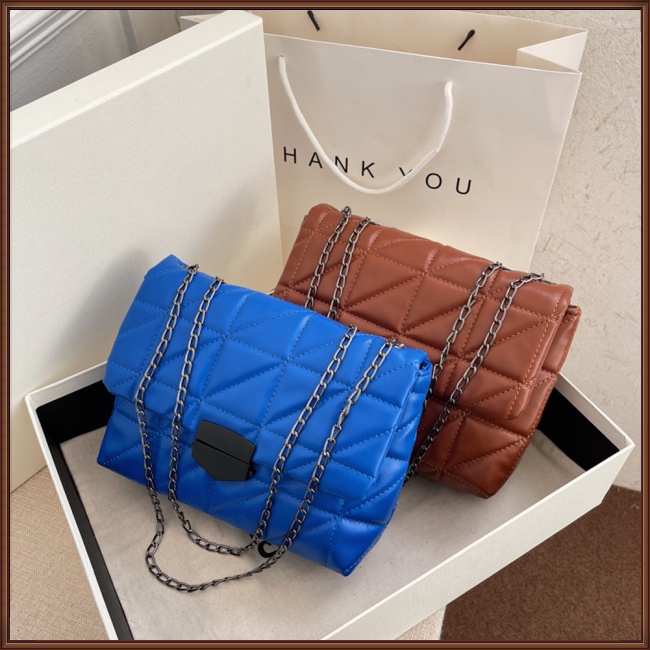 Túi Đeo Chéo Giả Da Khóa Nam Châm Thêu Họa Tiết Kim Cương Thời Trang Nữ Sang Trọng