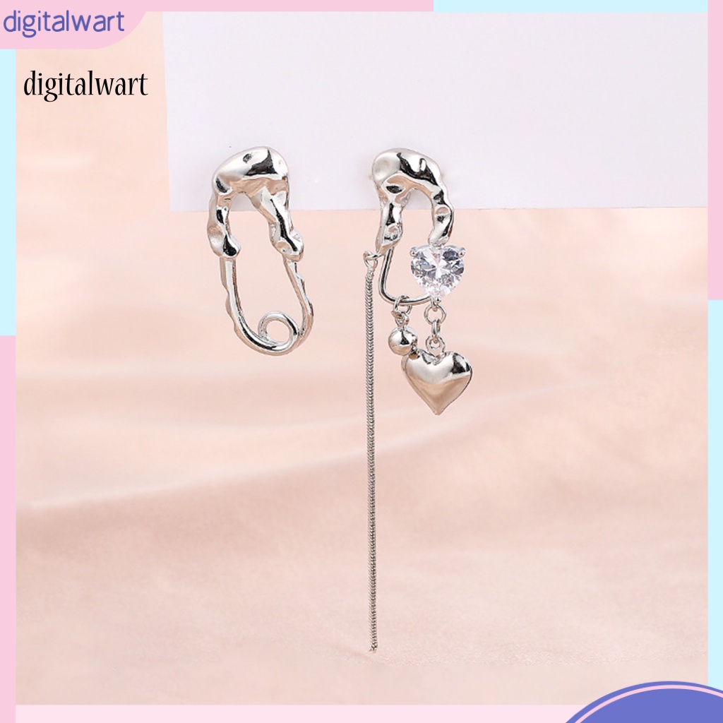 Kỹ Thuật Số| 1 Đôi Bông Tai Hình Kẹp Giấy Xếp Ly Không Đối Xứng Hình Trái Tim Dành Cho Nữ