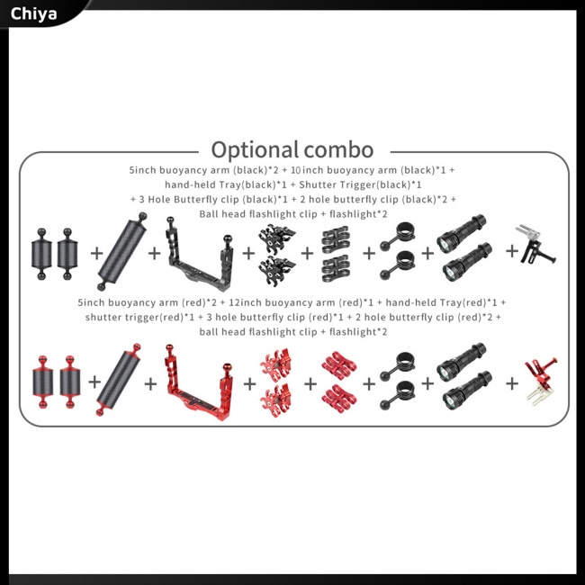 Cánh Tay Phao 5 / 8 / 10 / 12inch D60mm Bằng Sợi Carbon Kèm Đầu Bi 1 Inch Hỗ Trợ Chụp Ảnh Dưới Nước
