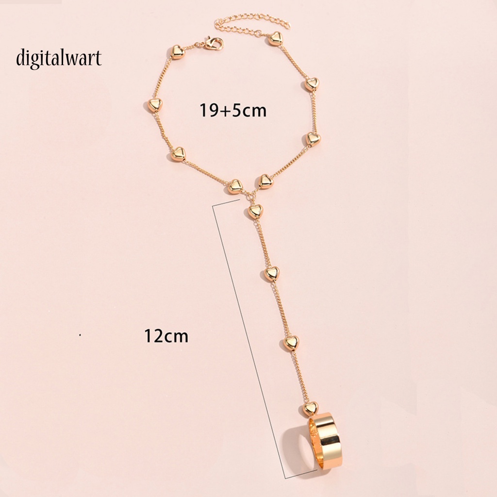 Kỹ Thuật Số| Bộ Trang Sức Nhẫn / Vòng Đeo Tay Bằng Hợp Kim Màu Trơn Hình Trái Tim Xinh Xắn Cho Nữ