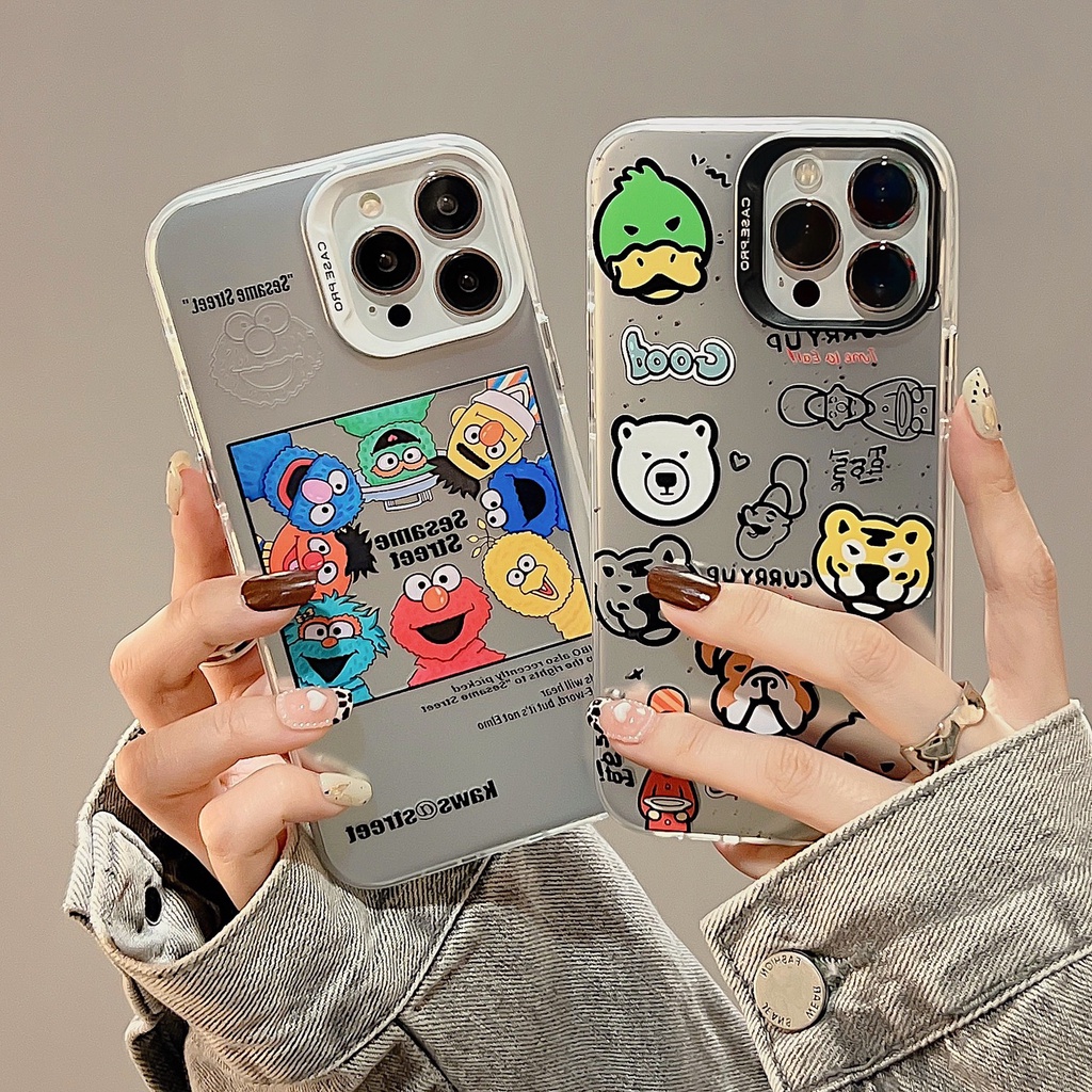 Ốp Điện Thoại tpu Mềm Nhám Mạ Điện Họa Tiết Hoạt Hình Gấu KAWS Cho iphone 14 13 11 12 Pro Max