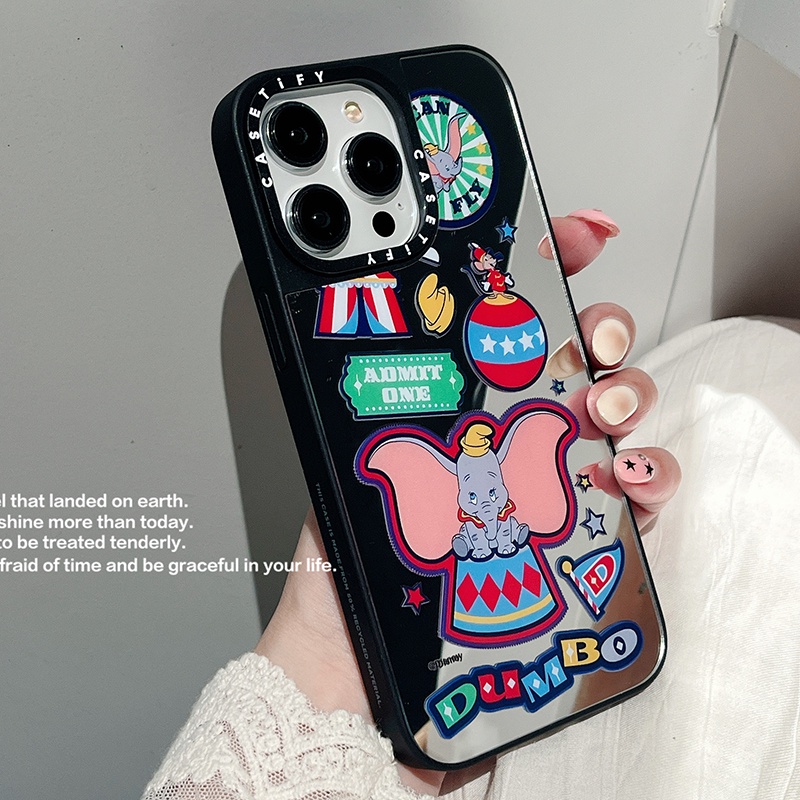 Ốp Điện Thoại Nhựa Acrylic Cứng Chống Sốc Gắn Gương In Hình Voi Dumbo Cho Iphone 14 / 13 / 12 / 11 / Pro / Max