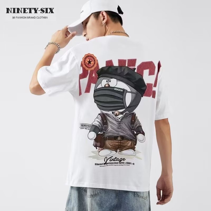 Áo Thun Cotton Ngắn Tay Dáng Rộng In Họa Tiết Thời Trang Mùa Hè Hàn Quốc Dành Cho Nam / Size S-5XL