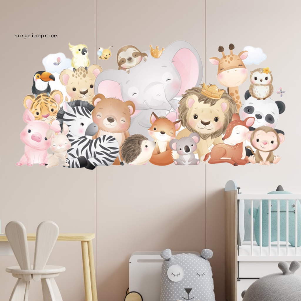 Set 2 Tấm Sticker PVC Dán Tường Chống Nước Họa Tiết Thú Hoạt Hình Trang Trí Phòng Bé