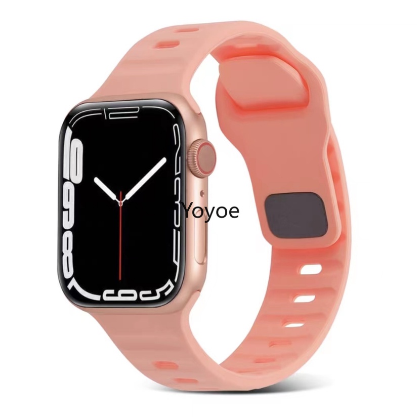 Dây Đeo Đồng Hồ Bằng Silicon Mềm Màu Đen Khóa Vuông Cho iWatch Series 8 7 SE 6 5 4 3 2 1 49mm 41mm 44mm 40mm 42mm 38mm