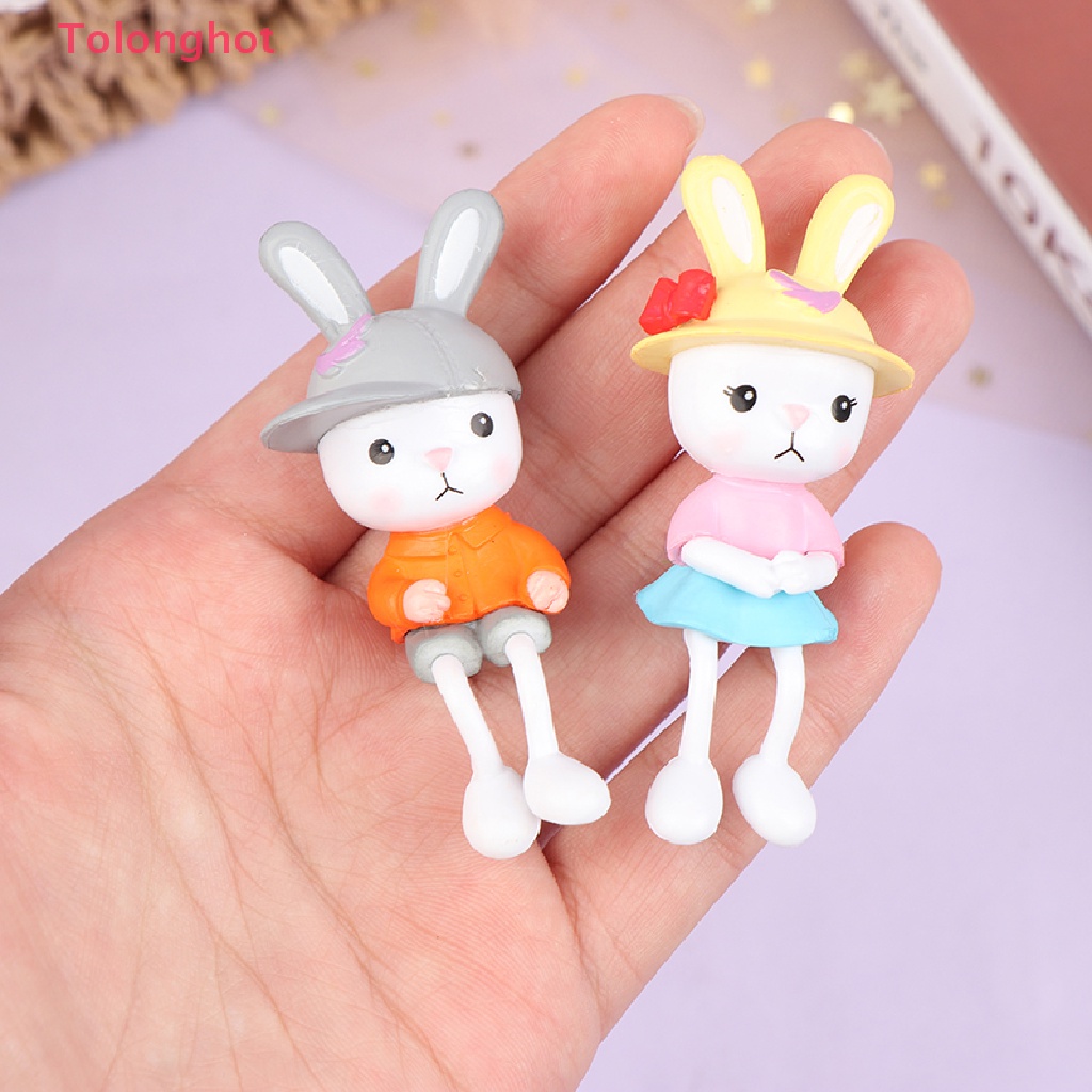 Mô Hình Thỏ Chân Dài Bằng Nhựa Resin Dễ Thương Dùng Trang Trí Tiểu Cảnh