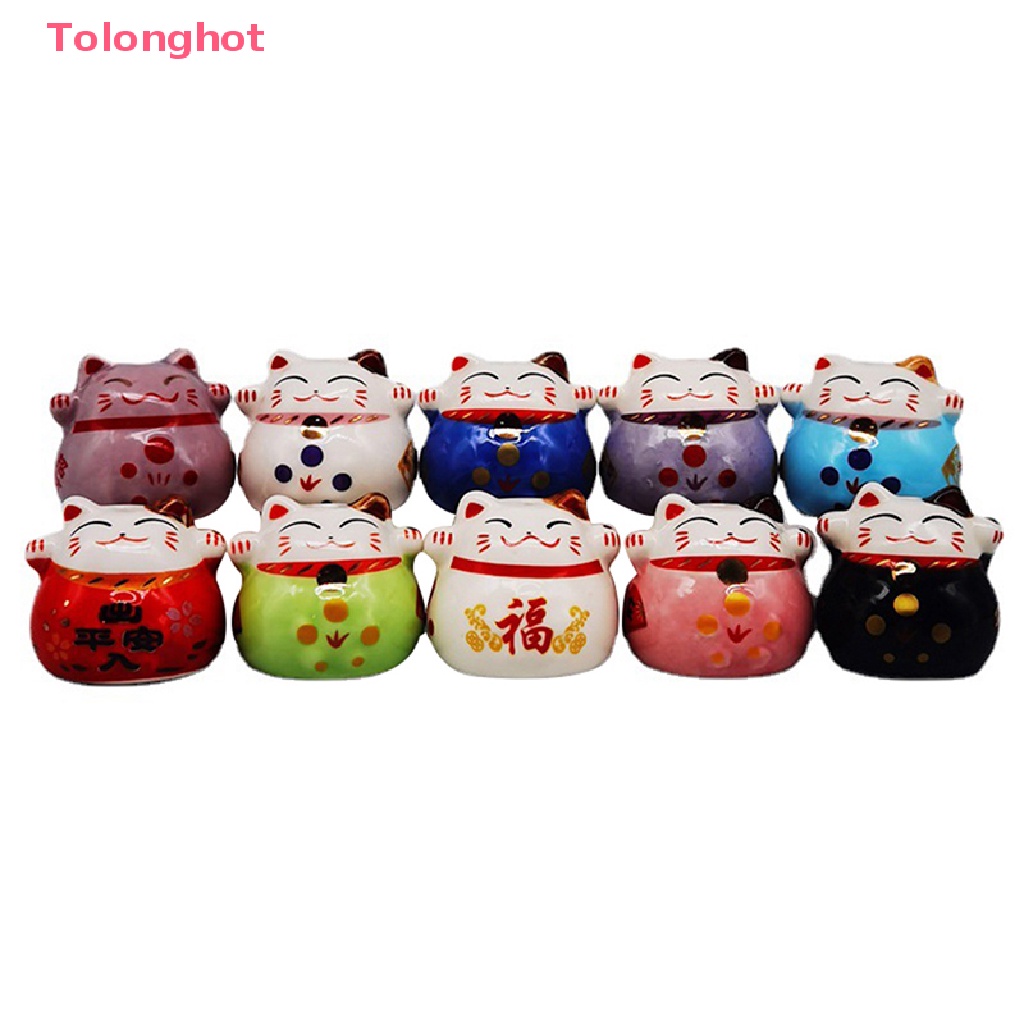 1 Tượng Mèo May Mắn Bằng Gốm Trang Trí Nhà Búp Bê