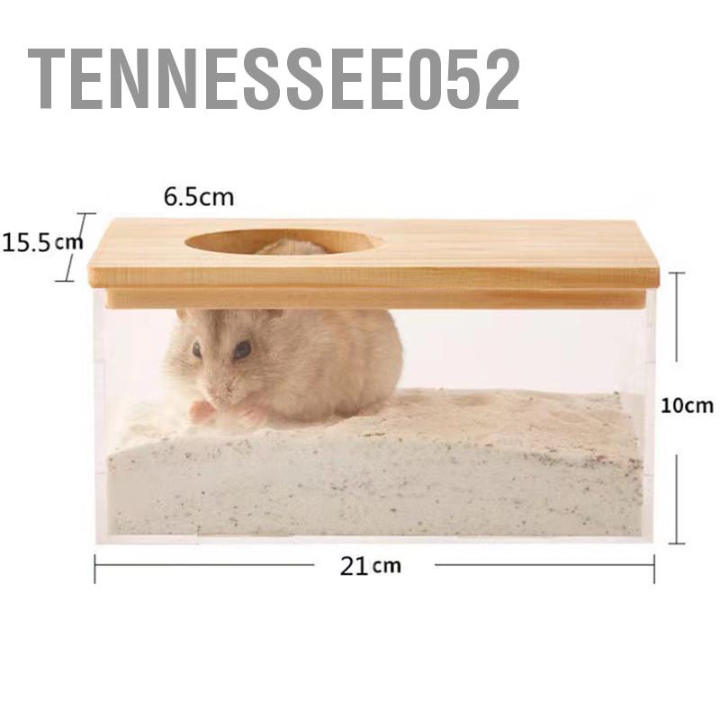 Nhà tắm nắp gỗ cao cấp cho Hamster - Bồn Tắm Cát Trong Suốt Dành Cho Chuột Hamster
