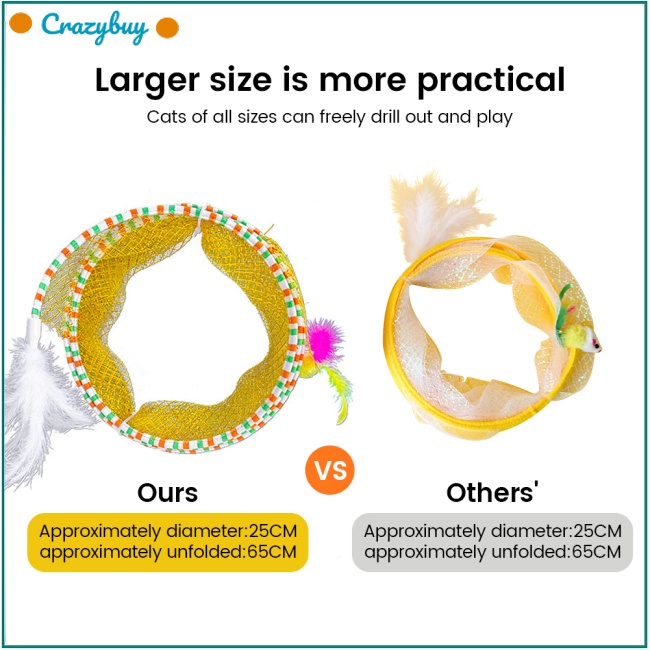 Cr Set 2 Đồ Chơi Đường Hầm Hình Chữ S Gấp Gọn Phối Lông Vũ Dành Cho Mèo Cưng