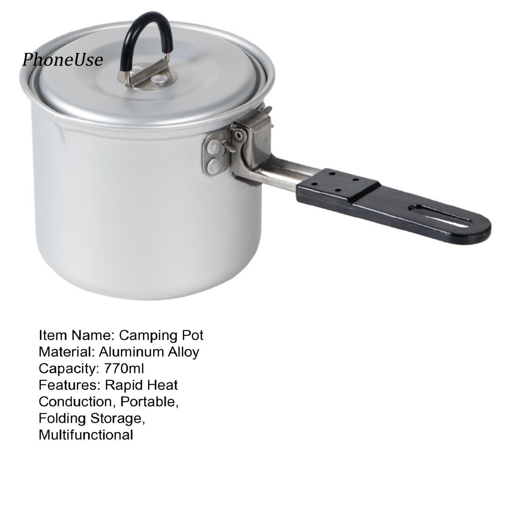 Nồi Nấu Trà / Cà Phê 770ml Bằng Hợp Kim Nhôm Đa Năng Tiện Dụng Mang Theo Du Lịch Cắm Trại