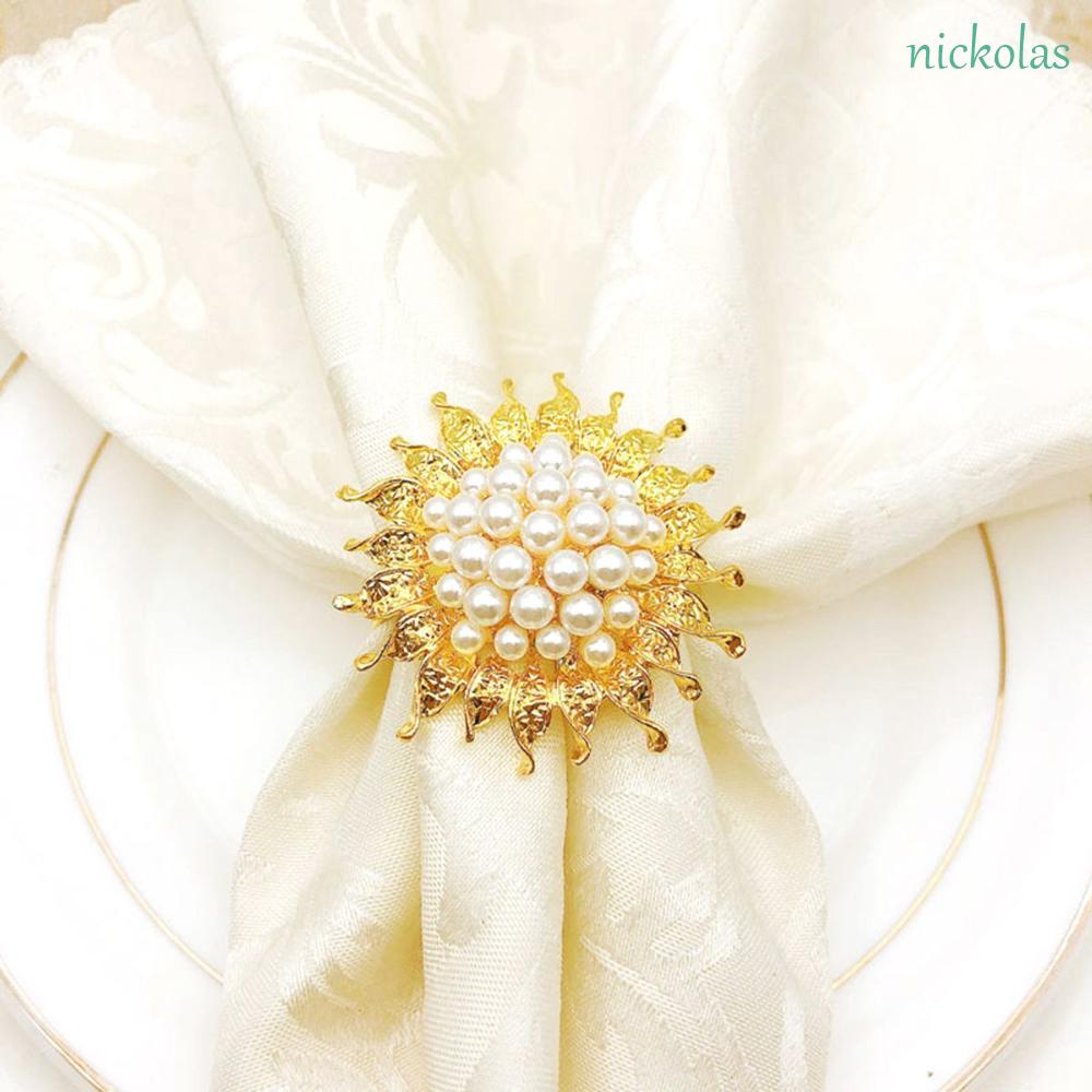 Vòng Kẹp Khăn Ăn Bằng NICKOLAS Dùng Trong Nhà Bếp / Tiệc Cưới|Khóa Hình Hoa Hướng Dương Xinh Xắn