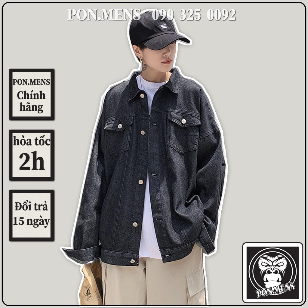 Áo khoác bò nam form rộng dài tay màu đen phong cách Hàn Quốc 20097 Pon.mens