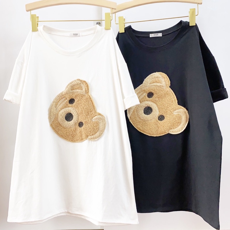 Áo phông 3158 studio1996  nam nữ form rộng chất cotton in hình gấu thêuu