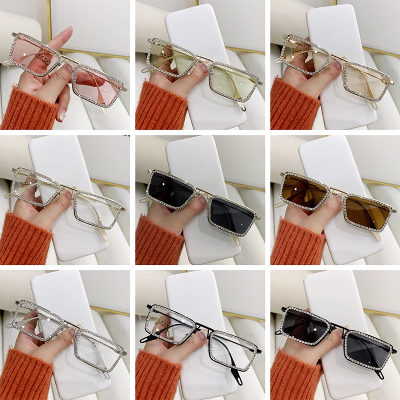 Ygt Kính Mát Gọng Gỗ Nhỏ Hình Oval Đính Kim Cương Giả Lấp Lánh Thời Trang Cho Nam Và Nữ