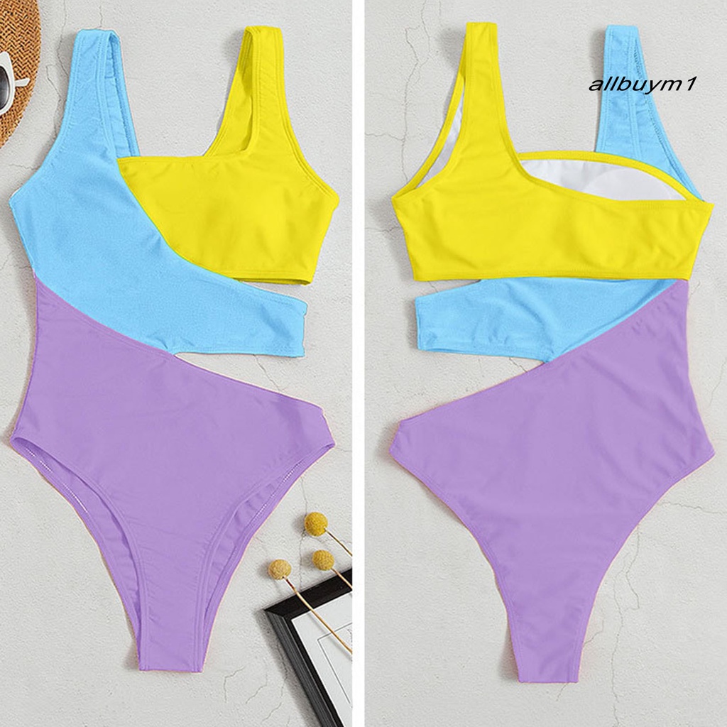 Áo Một Mảnh Cổ Vuông Nâng Ngực Co Giãn Màu Sắc Tương Phản Gợi Cảm Cho Nữ