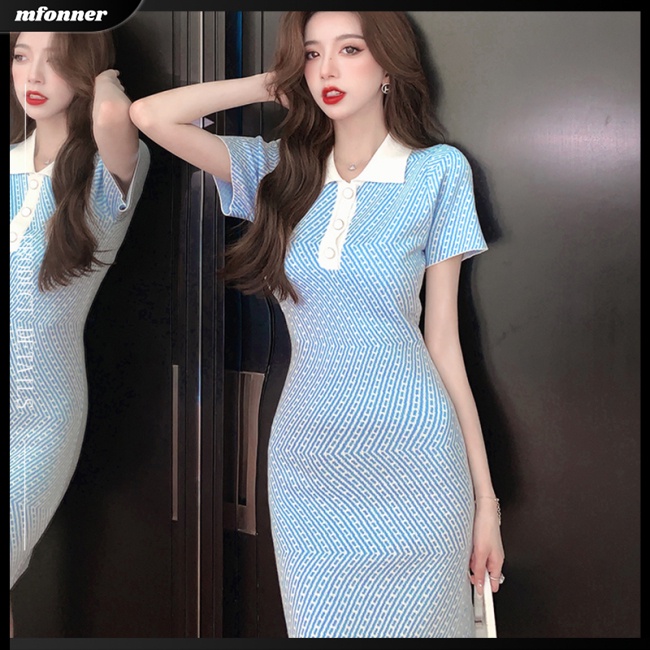 Đầm Dệt Kim Tay Ngắn Dáng Chữ A Màu Sắc Tương Phản Phong Cách Cổ Điển Thời Trang Cho Nữ