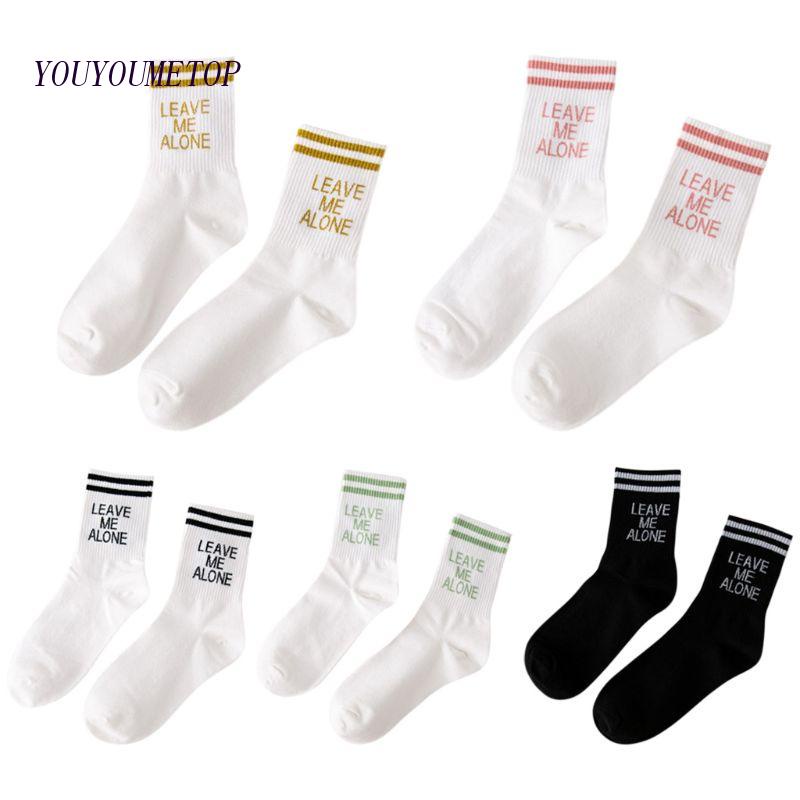 Đôi Vớ Cotton Dài Qua Mắt Cá Chân In Chữ Vui Nhộn Phong Cách Hip Hop Cho Nữ