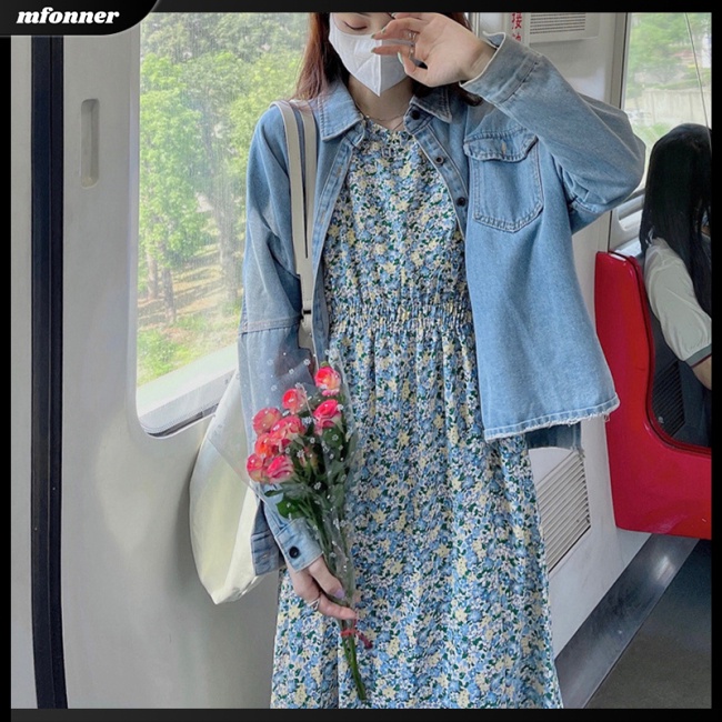 Đầm Voan Hoa Tay Phồng Cổ Tròn Xinh Xắn Dành Cho Nữ