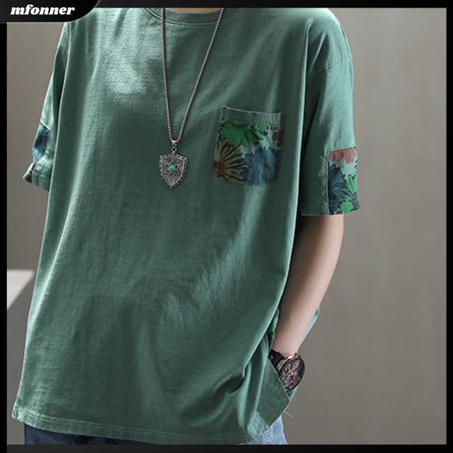 Áo Thun Tay Ngắn Cổ Tròn Dáng Rộng In Họa Tiết Thời Trang Cho Nữ