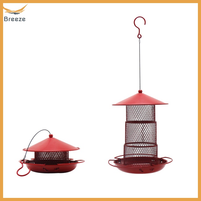 Hộp Đựng Thức Ăn Cho Chim 3 Tầng Bằng Sắt Chống Nước Chống Chim Ruồi Treo Sân Vườn Ngoài Trời