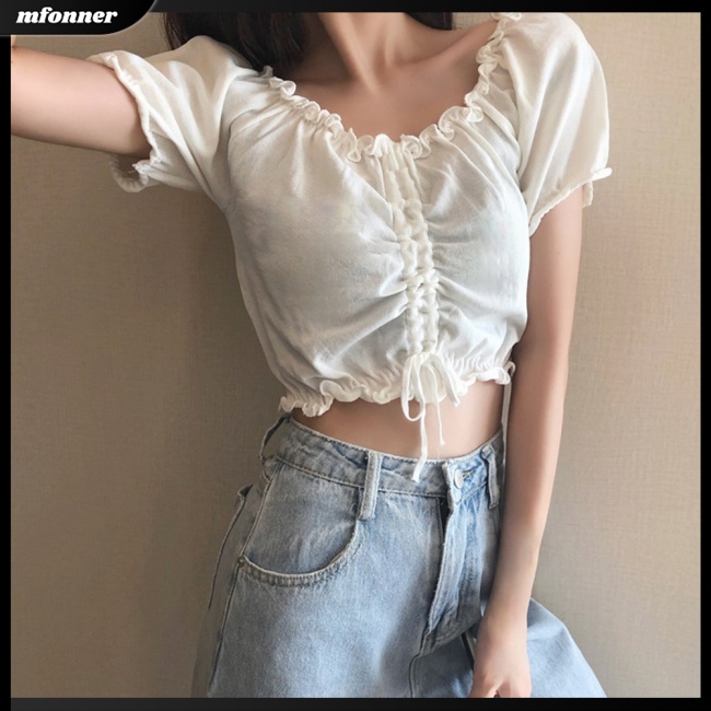 Áo Sweater Dệt Kim Tay Ngắn Hở Rốn Thời Trang Mùa Hè Cho Bạn Gái